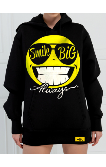 Smile Big Baskılı 3 İplik Kadın Sweatshirt Siyah…