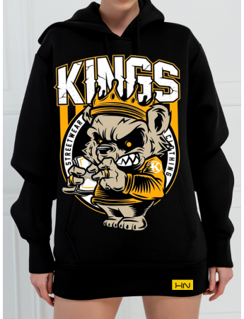 Kings Baskılı 3 İplik Kadın Sweatshirt Siyah