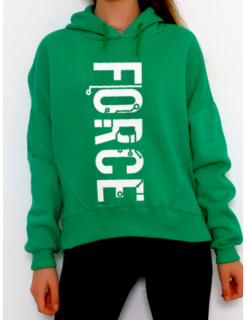 Force Baskılı 3 İplik Kadın Sweatshirt Yeşil