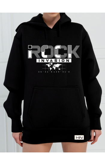 Rock İnvasiyon Baskılı 3 İplik Kadın Sweatshirt Siyah…