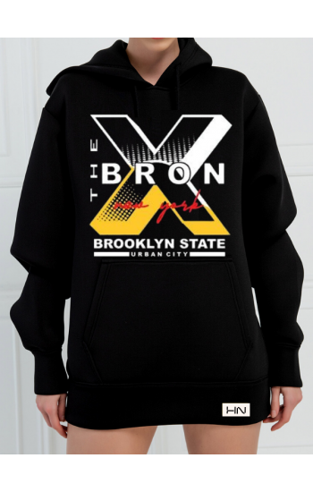 Bron Baskılı 3 İplik Kadın Sweatshirt Siyah…