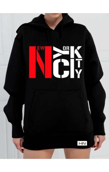 Newyork City Baskılı 3 İplik Kadın Sweatshirt Siyah…