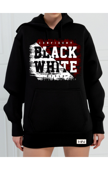 Black White Baskılı 3 İplik Kadın Sweatshirt Siyah…