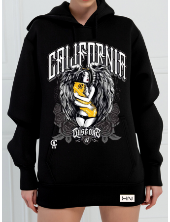 California Baskılı 3 İplik Kadın Sweatshirt Siyah