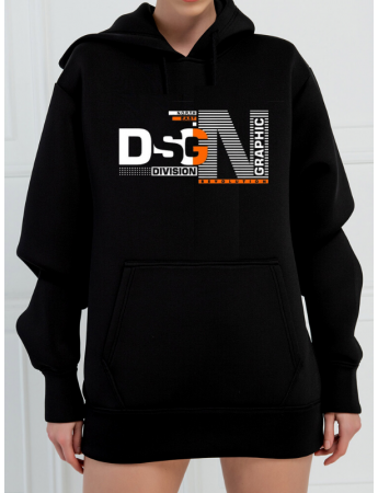 DSG Baskılı 3 İplik Kadın Sweatshirt Siyah