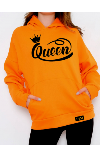 Queen Baskılı 3 İplik Kadın Sweatshirt Siyah…