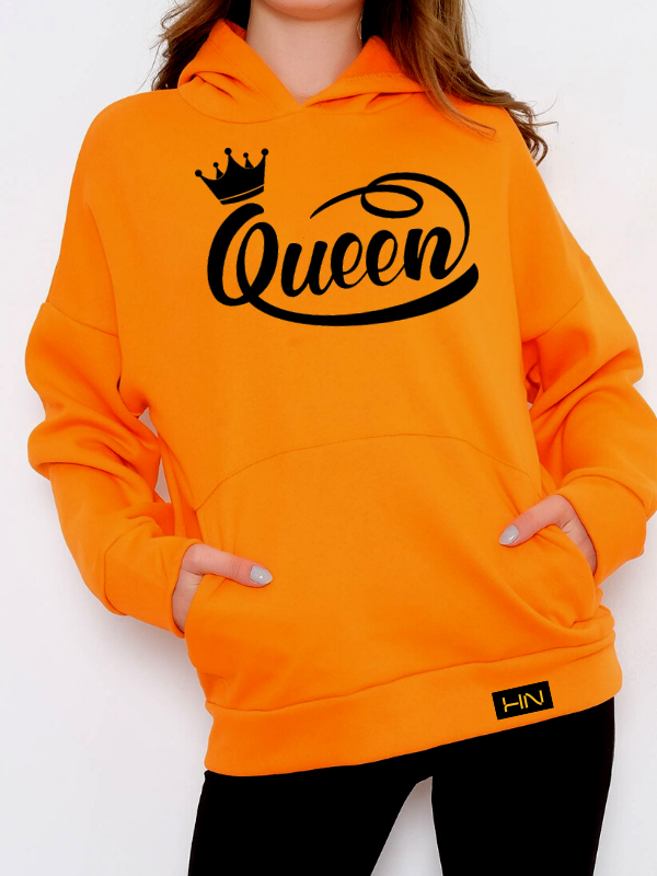 Queen Baskılı 3 İplik Kadın Sweatshirt Siyah…