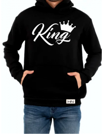 King Baskılı Erkek Sweatshirt Siyah 01