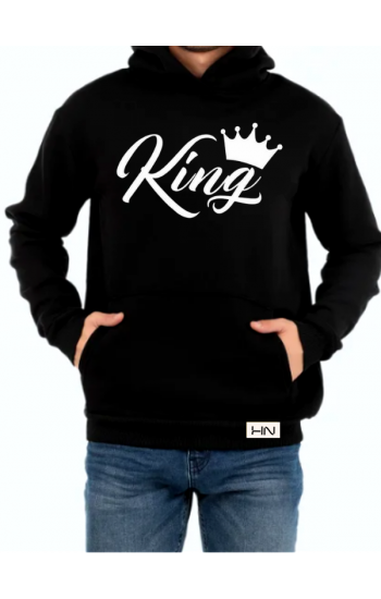 King Baskılı Erkek Sweatshirt Siyah 01…