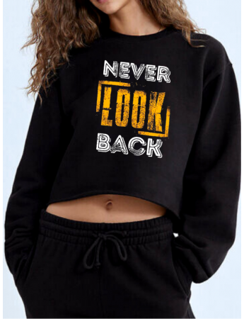 Nevet Look Back Baskılı Kadın Crop Sweatshirt