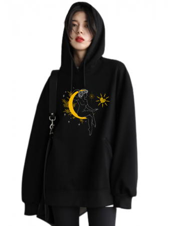 Celestial Sun Moon Baskılı Kadın Sweatshirt