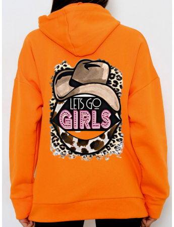 Lets Go Girl Baskılı Kadın Sweatshirt Hardal