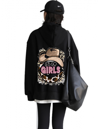 Lets Go Girl Baskılı Kadın Sweatshirt Siyah