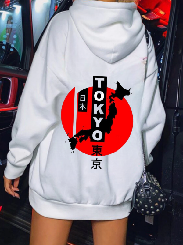 Tokyo Baskılı Kadın Sweatshirt Beyaz…