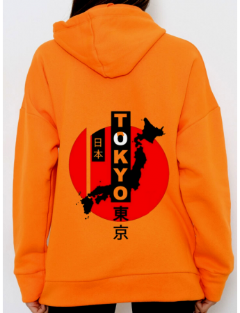 Tokyo Baskılı Kadın Sweatshirt Hardal