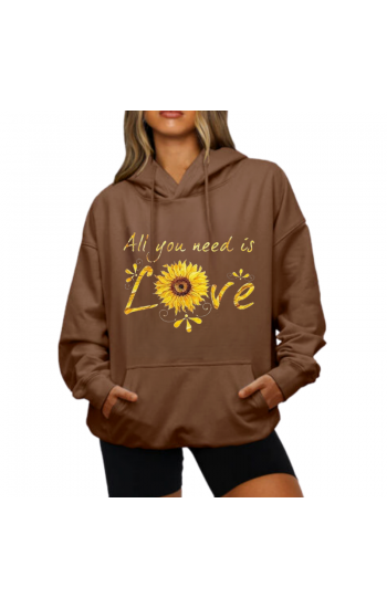 Love Baskılı Kadın Sweatshirt Kahverengi…