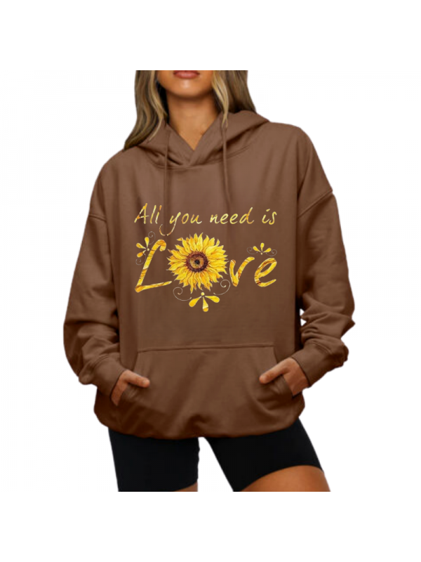 Love Baskılı Kadın Sweatshirt Kahverengi…