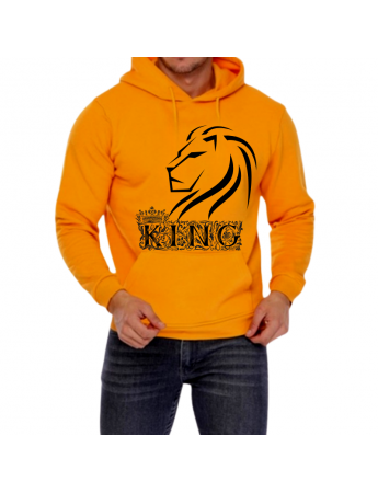 King Baskılı Erkek Sweatshirt Hardal