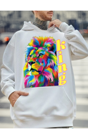 Leon King Baskılı Erkek Sweatshirt Beyaz…