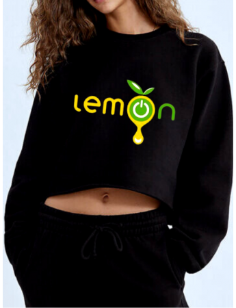 Lemon Baskılı Kadın Crop Sweatshirt