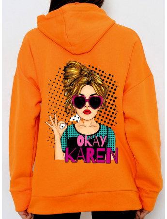 Okay Karen Baskılı Kadın Sweatshirt Hardal