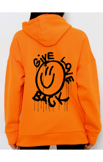 Give Love Back  Baskılı Kadın Sweatshirt Hardal…