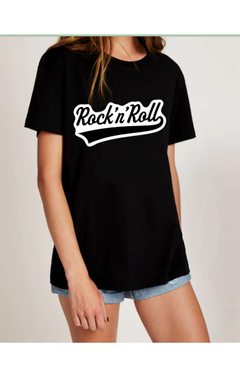 Rock n Roll Baskılı Kadin Tişört…