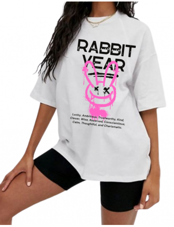 Rabbit Year Baskılı Kadin Tişört