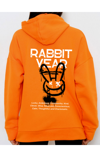 Rabbit Year Baskılı Kadin Sweatshirt Hardal…