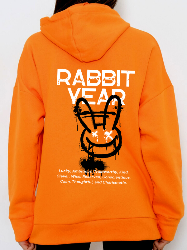 Rabbit Year Baskılı Kadin Sweatshirt Hardal…