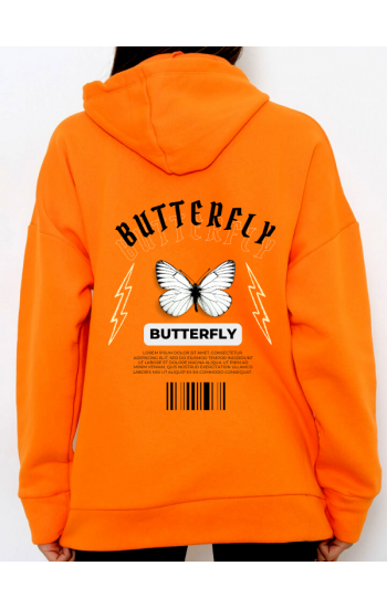 Butterfly Baskılı Kadin Sweatshirt Hardal…