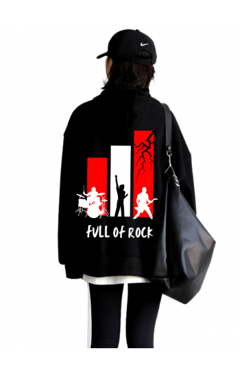 Full of Rock Baskılı Kadin Sweatshirt Siyah…