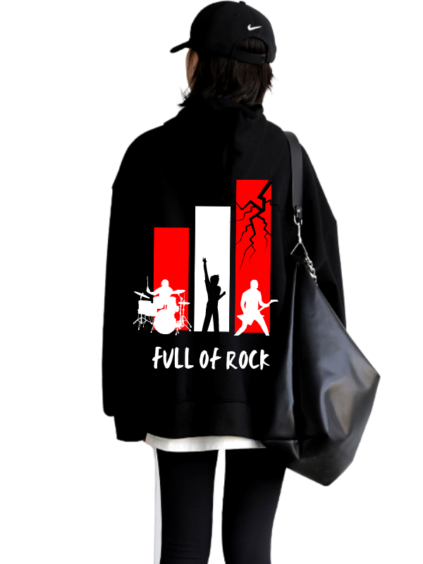 Full of Rock Baskılı Kadin Sweatshirt Siyah…