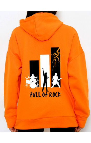 Full of Rock Baskılı Kadin Sweatshirt Hardal…