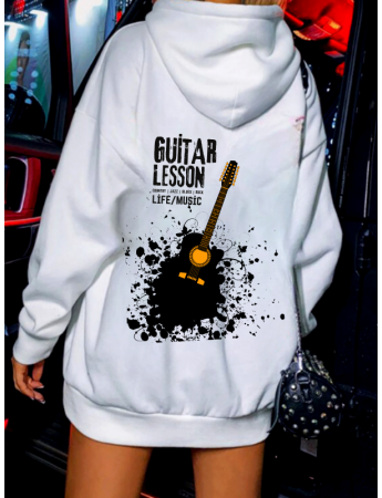 Guitar Lesson Baskılı Kadin Sweatshirt