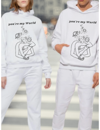 Sevgili Kombini You Are My World Baskılı Kişiye Özel Sweatshirt