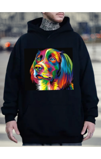 Hayvan Figürlü Baskılı Erkek Sweatshirt Siyah…