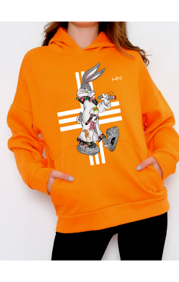 Bugs Bunny Baskılı Kadın Sweatshirt  Hardal…