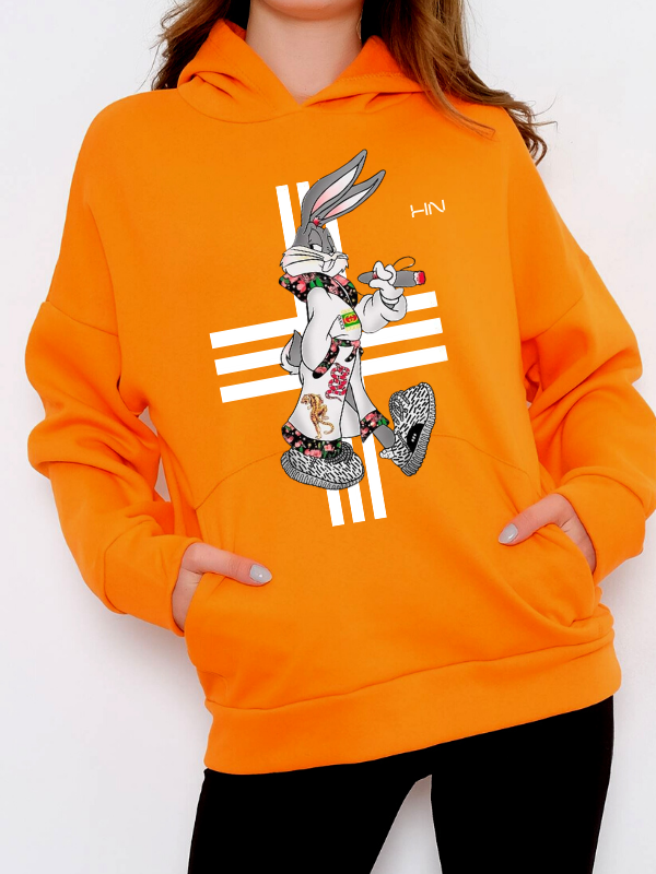 Bugs Bunny Baskılı Kadın Sweatshirt  Hardal…