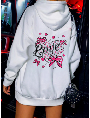 Love Baskılı Kadın Sweat Beyaz 01