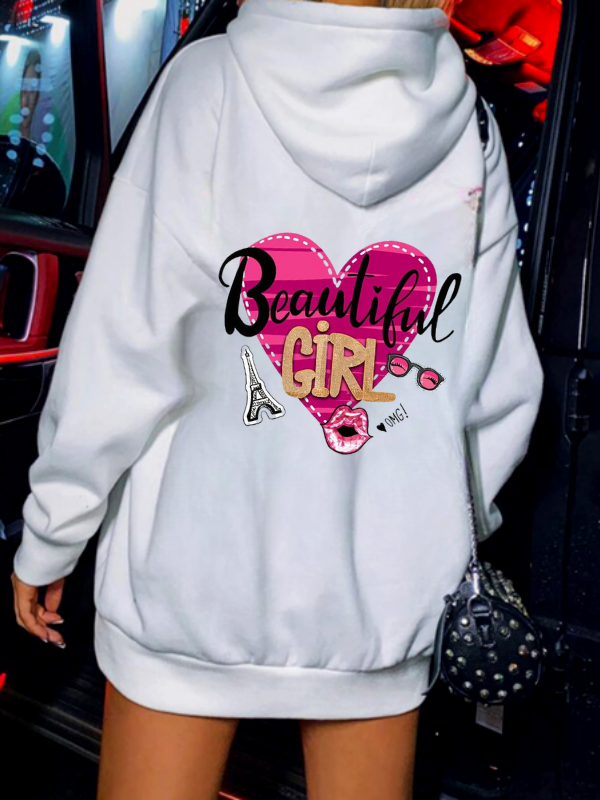 Beatifull Baskılı Kadın Sweat Beyaz…