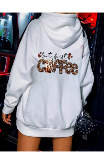 Cooffee Baskılı Kadın Sweat Beyaz…