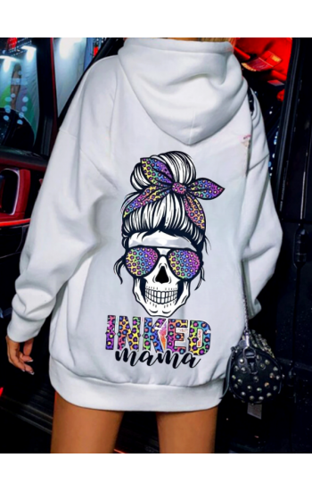 Inked Baskılı Kadın Sweat Beyaz…