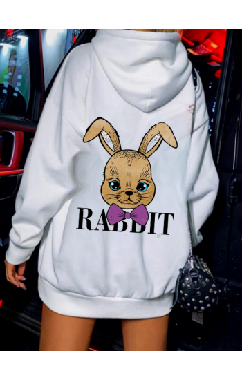 Rabbit Baskılı Kadın Sweat Beyaz 01…