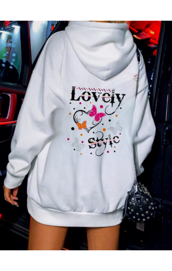 Love Baskılı Kadın Sweat Beyaz 03…