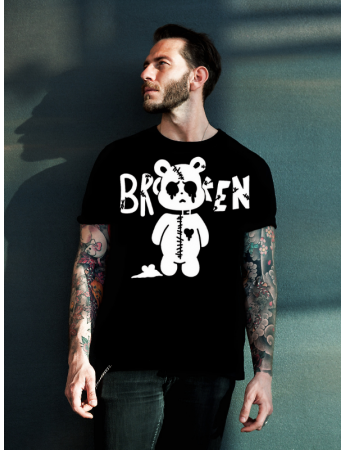 Broken Yazılı T-Shirt Siyah