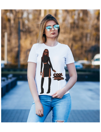 Cool Bang Baskılı Kadın Tshirt - Beyaz