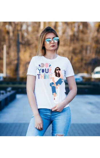 Do Your Thing Baskılı Kadın Tshirt - Beyaz…