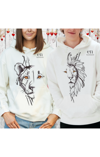 Dişi ve Erkek Aslan Baskılı Kişiye Özel Sweatshirt Lisanslı…