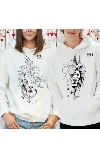 Dişi ve Erkek Aslan Baskılı Kişiye Özel Sweatshirt…